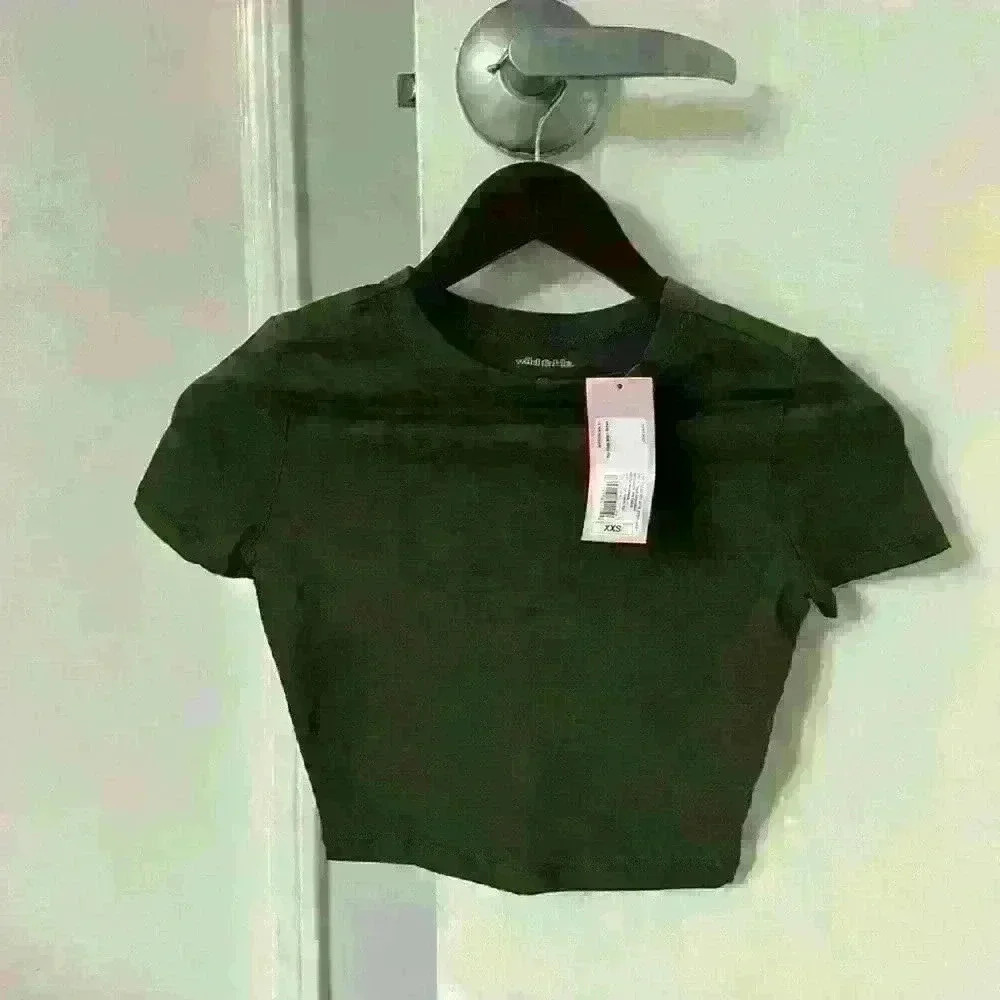 Wild Fable Short Sleeve Crop T-Shirt in Olive Green